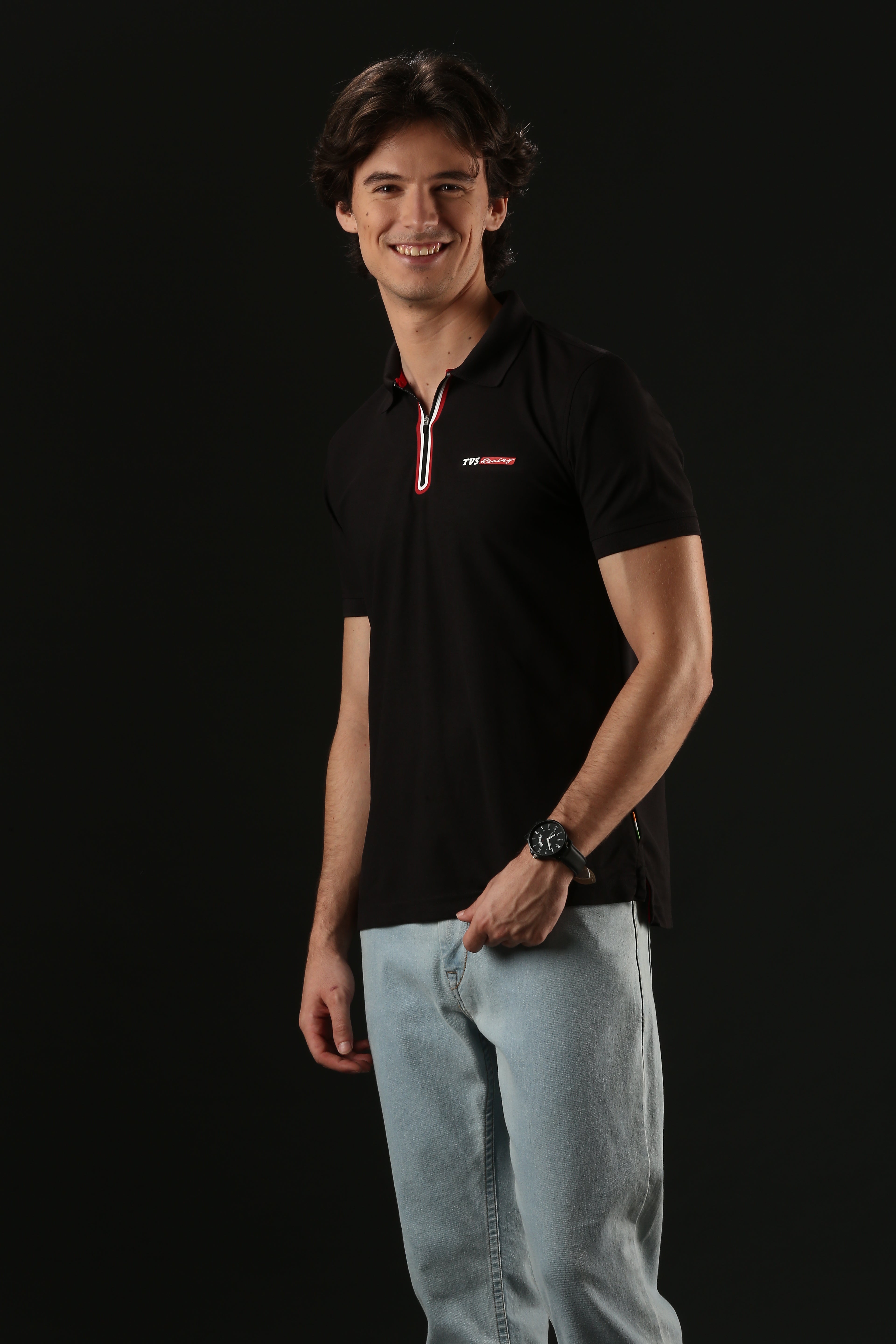 TVS Originals Racing Men’s Polo T-Shirt | 100% Polyester | Quick-Dry | Antimicrobial Finish | Zipper Placket | Reflective Branding | Lightweight Activewear | 200 GSM | Regular Fit